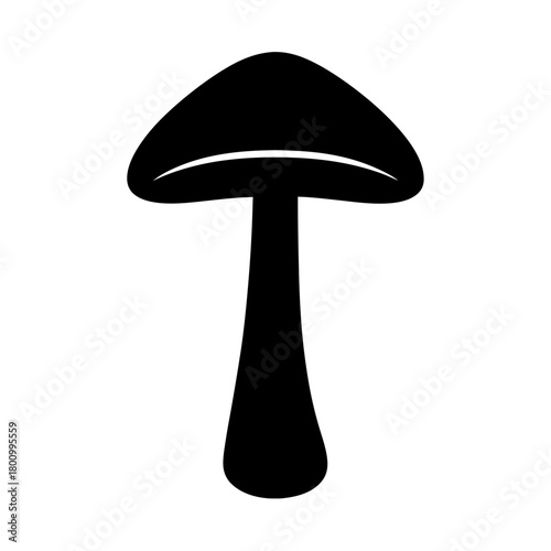 Isolated black silhouette of a mushroom on a white background image