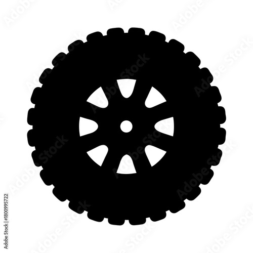 Black and white illustration of an off road vehicle tire design