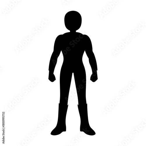 Heroic Figure Silhouette Standing Firmly with Arms at Side Ready to Action