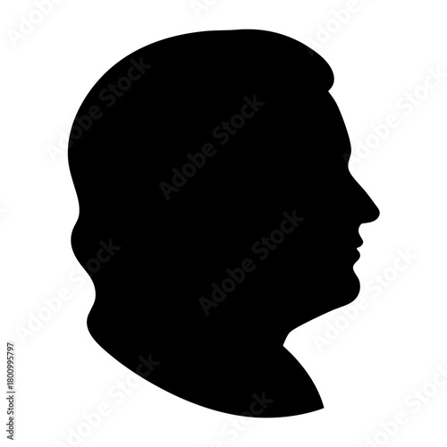 Silhouette of a man's head in profile on a white background
