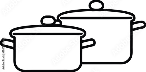Stove Top Cooking Pots Line Art Transparent Background