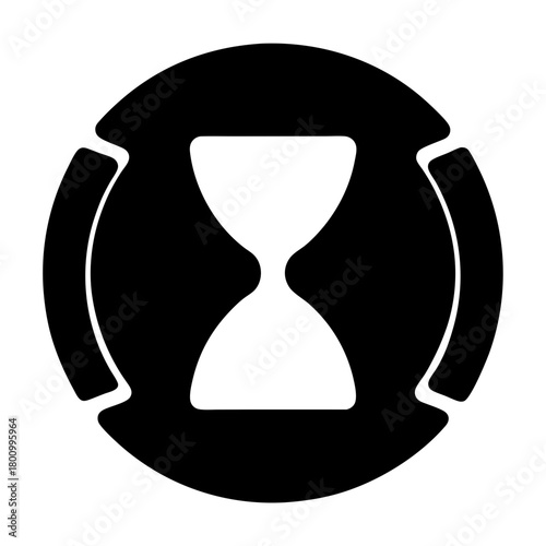Hourglass time clock within a segmented circular shape for countdown reminder