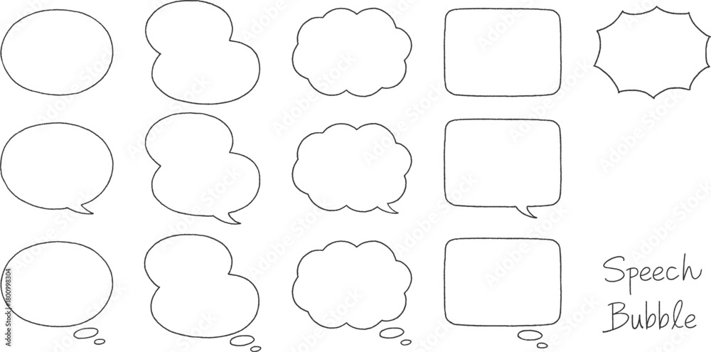 Obraz premium 手描き風のフレーム・吹き出しセット