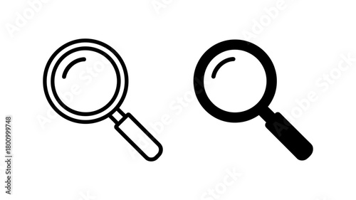 Magnifying glass icons set, perfect for user interface, web design, apps, illustrating search, explore, focus, find, and investigate functions.
