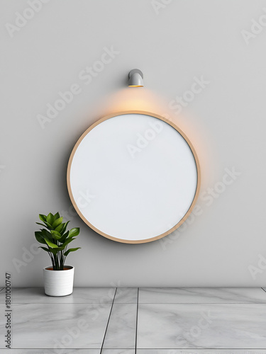 Blank minimal circular shop signboard mockup