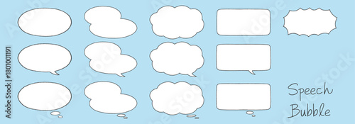 手描き風のフレーム・吹き出しセット（横長）