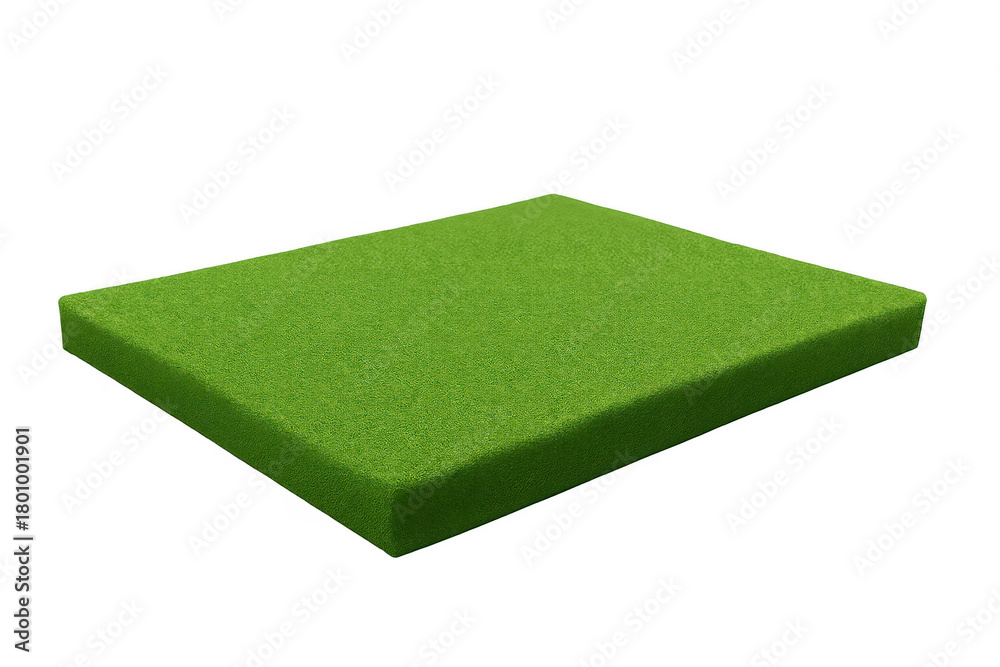 Fototapeta premium Square patch of green grass turf creating a natural platform or foundation, isolated on a transparent background