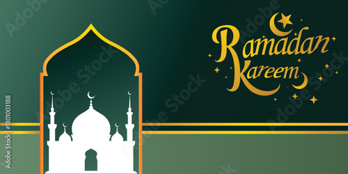 Ramadan Kareem islamic ornament background design with moon and star vector