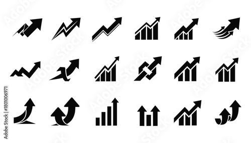 Set of financial growth arrows vector illustration for business and charts