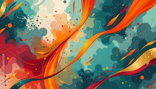 Abstract Warmhued Digital Art with Textured Background