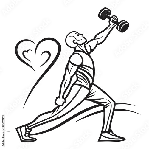 Man doing lunges with dumbbell isolated on
