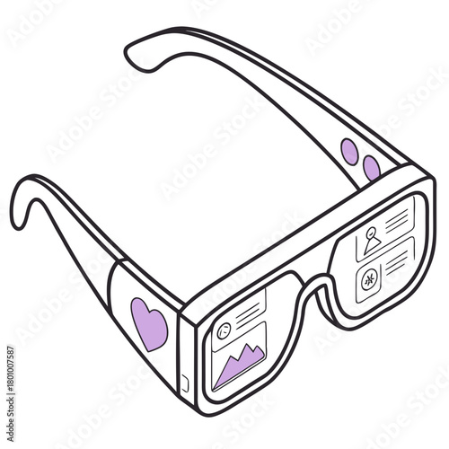 Smart glasses with augmented reality interface isolated on