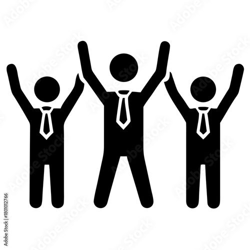 Office Workers Celebrating Success Silhouette