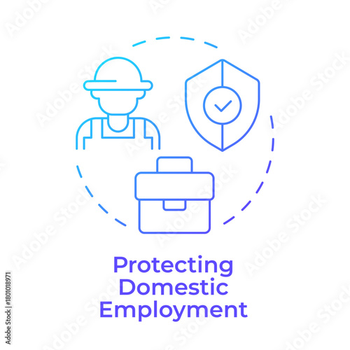 Protecting domestic employment blue gradient concept icon. Employee protection. Safe working conditions. Round shape line illustration. Abstract idea. Graphic design. Easy to use article, brochure