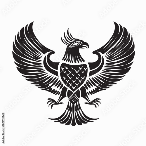 Zoroastrian Mythical Bird Emblem Logo isolated on white background