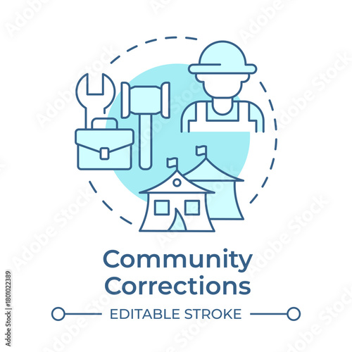 Community corrections soft blue concept icon. Live in society under supervision. Correctional institution. Round shape line illustration. Abstract idea. Graphic design. Easy to use in booklet