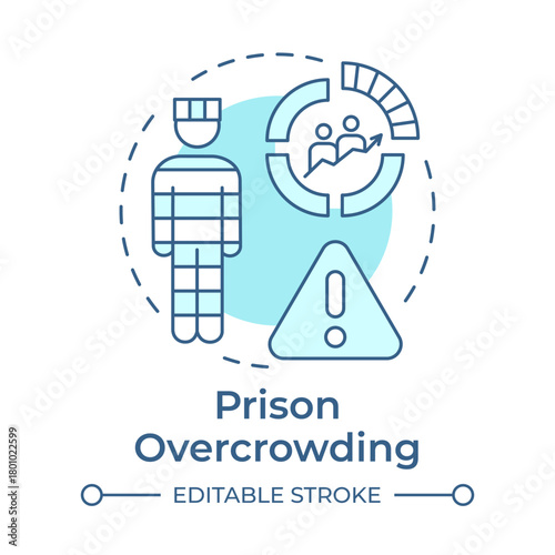 Prison overcrowding soft blue concept icon. Facility capacity. Contemporary issues in correctional management. Round shape line illustration. Abstract idea. Graphic design. Easy to use in booklet