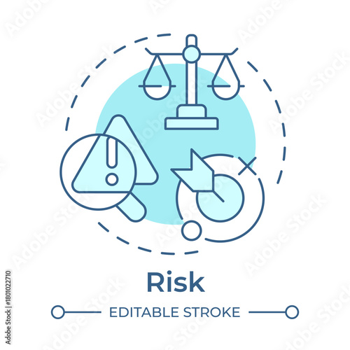 Risk soft blue concept icon. Level of intervention matching reoffending. RNR model. Correctional management. Round shape line illustration. Abstract idea. Graphic design. Easy to use in booklet