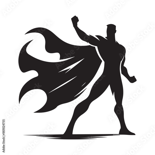 superhero city pose vector silhouette clip art logo design illustration