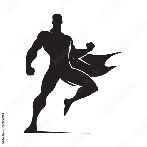superhero city pose vector silhouette clip art logo design illustration