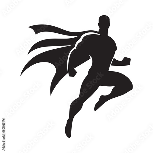 superhero city pose vector silhouette clip art logo design illustration