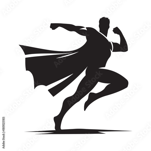 superhero city pose vector silhouette clip art logo design illustration