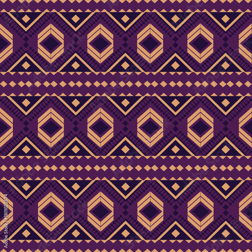 Geometric Ethnic pattern, Native American tribal fabric, tile, carpet, vector, illustration design, on a terracotta-purple tone  background 