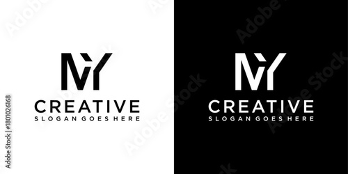 MY or YM initial letter logo design vector