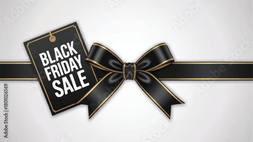 Gold ribbon with bow decoration illustration