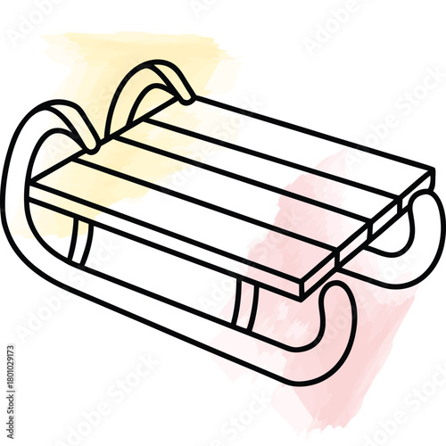 Classic Winter Sled Illustration: Outline Sleigh for Holiday Recreation