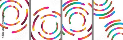 Vibrant Rainbow Swirl Circle Lines: Abstract Vector Background with Circular Color Graphics, Spiral Gradient Vortex, and Round Spectrum Pattern Design.