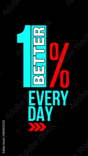 Motivational poster with text better every day on a black background