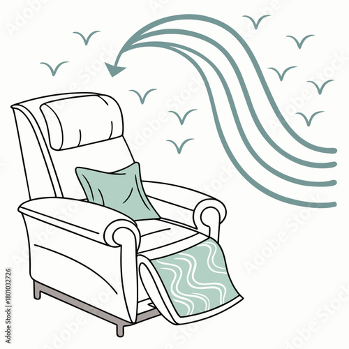 Comfortable armchair with fresh air flow isolated on