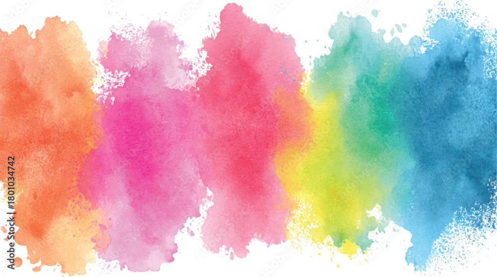 Fototapeta premium Vibrant watercolor paint splashes in a rainbow of colors across a white background vector
