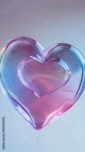 A heart made of glass is shown in the . The heart is purple and blue in color