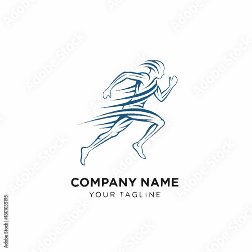 Dynamic Abstract Runner Logo Design for Sports and Fitness Brands.