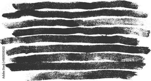 Dark grey horizontal brush strokes with textured effect on white background abstract black