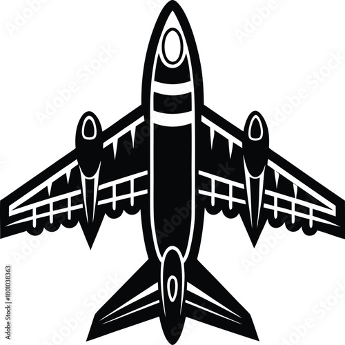 Black airplanes top view. Military jet fighter silhouette icons Strategic Military Power Modern Fighter Jet Soaring in Black Illustration	
