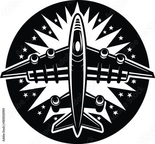Black airplanes top view. Military jet fighter silhouette icons Strategic Military Power Modern Fighter Jet Soaring in Black Illustration	
