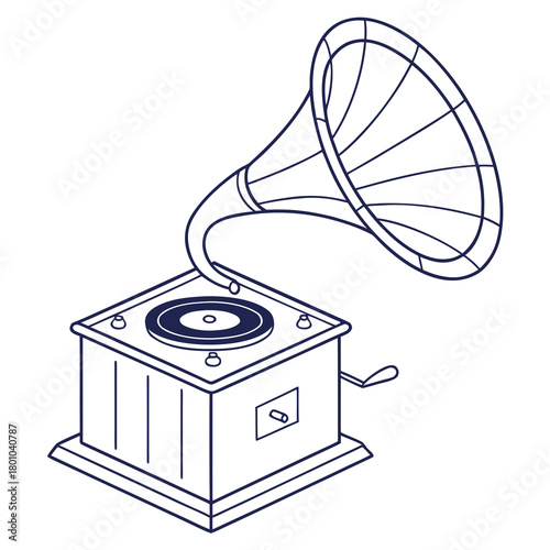 Vintage gramophone isolated on, a classic music player design