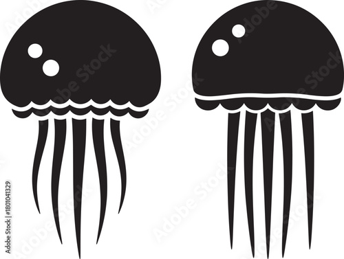 Two black jellyfish silhouette icons