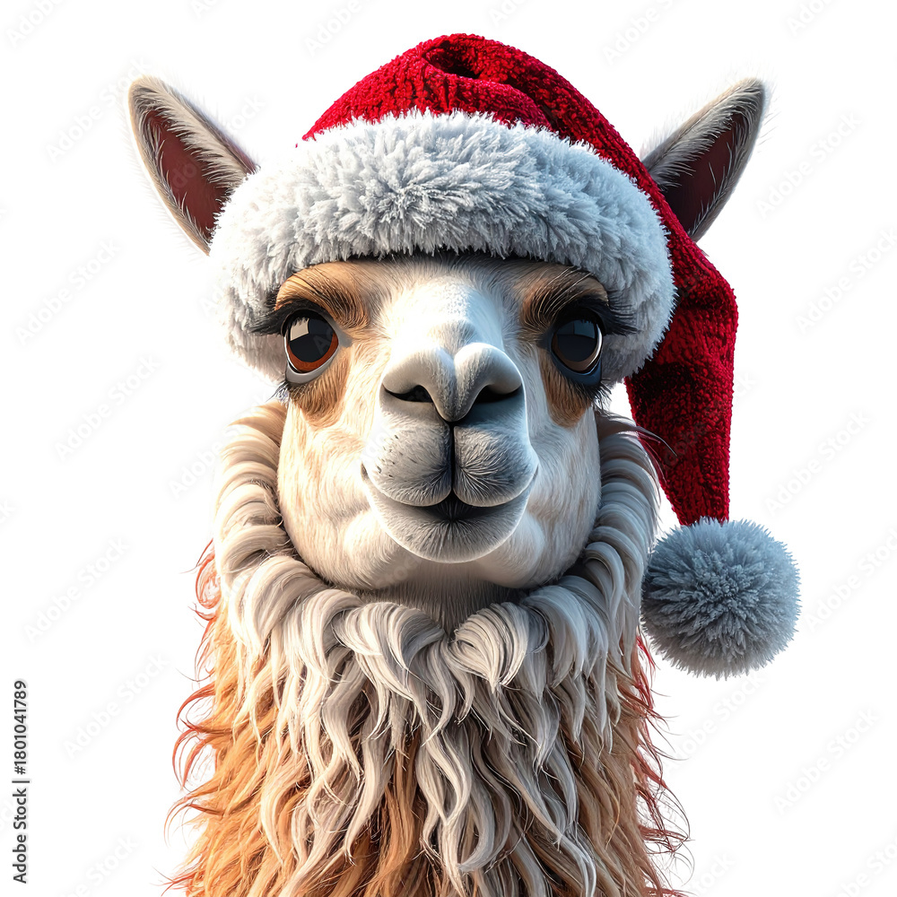 Naklejka premium Portrait of a festive mammal wearing a traditional seasonal hat, clipart, isolated on a transparent background.