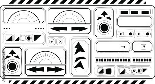 Futuristic HUD and User Interface Elements Vector Panel Set