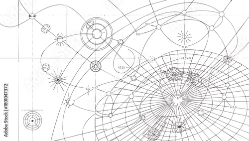 Abstract Futuristic Blueprint and Technology Grid Vector