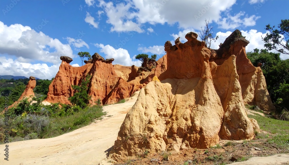 Fototapeta premium Spectacular Tsingy Rouge geological formation in Madagascar landscape.