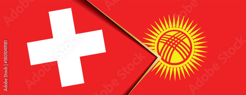 Switzerland and Kyrgyzstan flags create a visual of international relations and ties