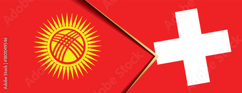 Kyrgyzstan and Switzerland flags overlapping symbolize international diplomacy and cooperation