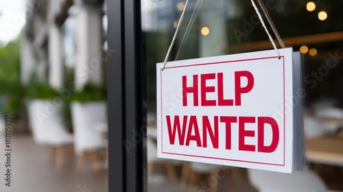 Help wanted sign indicating job vacancy and recruitment for business during labor shortage