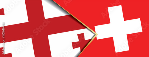 Georgia and Switzerland flags overlapping symbolize international diplomatic relations