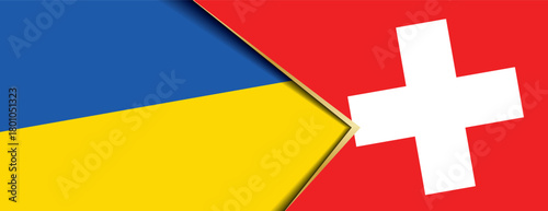 Ukraine and Switzerland flags overlapping symbolize international relations and support